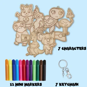 Keyrings^Haus Of Dizzy Haus of Ziggy Lee x DIY Australian Animal Wooden Colouring-in Kit